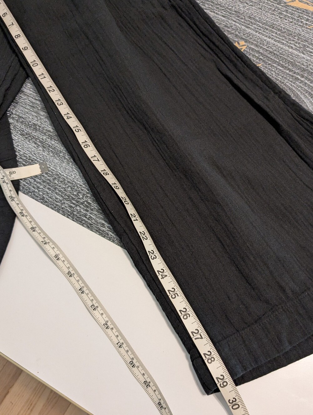 Old Navy Demi Wide Leg High Rise Crinkle Cotton Black Pant Medium - Picture 9 of 14